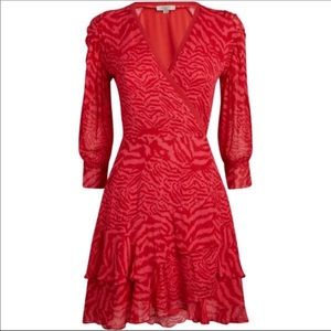 NEW w TAGS AllSaints Keva remix dress pink red animal print size m medium mini